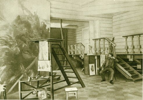 Репин во время работы над картиной Черноморская вольница