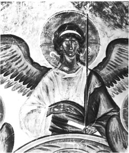 Феофан Грек. Ангел из композиции «Троица». Фреска Спасо- Преображенского собора в Новгороде. 1378